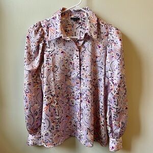 Ann Taylor Floral Print Blouse in Purple and Pink